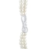 Thumbnail Image 2 of Cultured Pearl Double Strand & White Lab-Created Sapphire Bow Necklace Sterling Silver 19&quot;