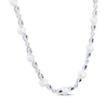 Thumbnail Image 3 of Pear-Shaped & Round-Cut Blue Lab-Created Sapphire, Cultured Pearl Station Necklace Sterling Silver 17&quot;