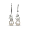 Thumbnail Image 2 of Cultured Pearl & White Lab-Created Sapphire Snowman Dangle Earrings Sterling Silver