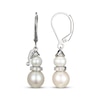 Thumbnail Image 3 of Cultured Pearl & White Lab-Created Sapphire Snowman Dangle Earrings Sterling Silver