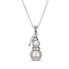 Thumbnail Image 1 of Cultured Pearl & White Lab-Created Sapphire Snowman Necklace Sterling Silver 18&quot;