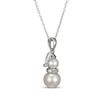 Thumbnail Image 2 of Cultured Pearl & White Lab-Created Sapphire Snowman Necklace Sterling Silver 18&quot;