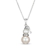 Thumbnail Image 3 of Cultured Pearl & White Lab-Created Sapphire Snowman Necklace Sterling Silver 18&quot;