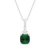 Thumbnail Image 1 of Cushion-Cut Lab-Created Emerald & White Lab-Created Sapphire Necklace Sterling Silver 18&quot;