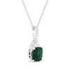 Thumbnail Image 2 of Cushion-Cut Lab-Created Emerald & White Lab-Created Sapphire Necklace Sterling Silver 18&quot;