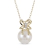 Thumbnail Image 1 of Cultured Pearl & Diamond Accent Necklace 14K Yellow Gold 18&quot;