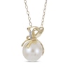 Thumbnail Image 2 of Cultured Pearl & Diamond Accent Necklace 14K Yellow Gold 18&quot;