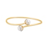 Thumbnail Image 1 of Cultured Pearl & Diamond Bypass Flower Bangle Bracelet 1/4 ct tw 10K Yellow Gold