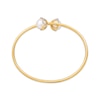 Thumbnail Image 3 of Cultured Pearl & Diamond Bypass Flower Bangle Bracelet 1/4 ct tw 10K Yellow Gold