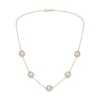 Thumbnail Image 1 of Cultured Pearl & Diamond Station Necklace 5/8 ct tw 10K Yellow Gold 18&quot;