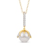 Thumbnail Image 1 of Cultured Pearl & Diamond Drop Necklace 1/4 ct tw 10K Yellow Gold 18&quot;