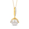 Thumbnail Image 2 of Cultured Pearl & Diamond Drop Necklace 1/4 ct tw 10K Yellow Gold 18&quot;