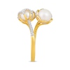 Thumbnail Image 2 of Cultured Pearl & Diamond Bypass Ring 1/4 ct tw 10K Yellow Gold