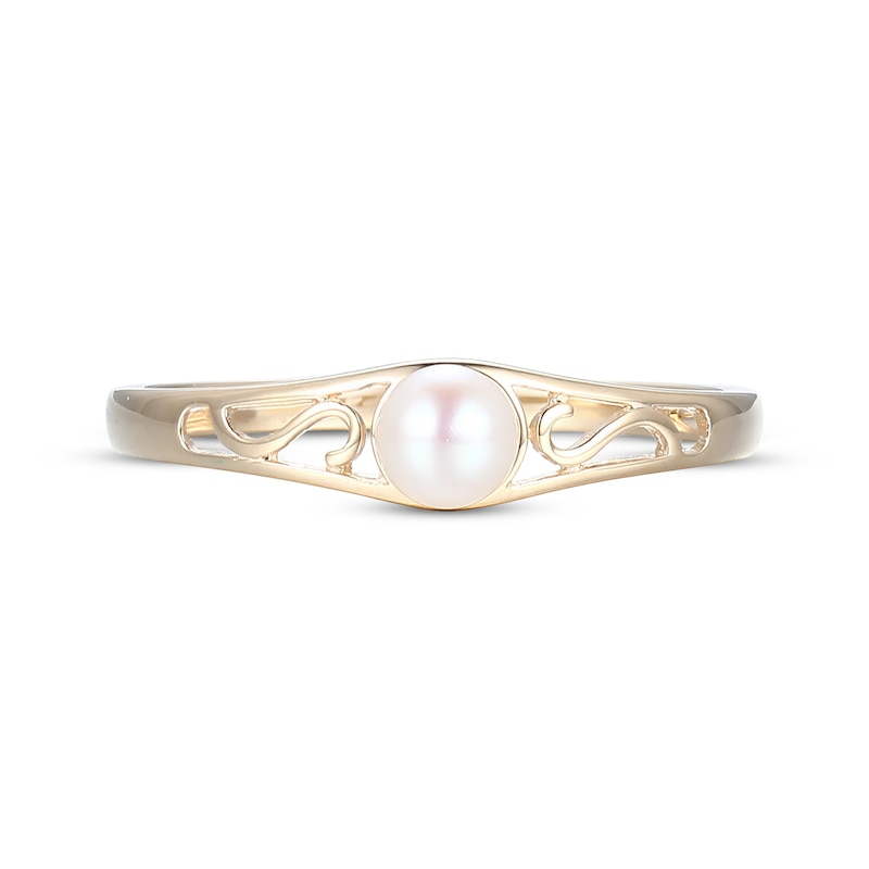 Main Image 3 of Cultured Pearl Swirl Ring 10K Yellow Gold