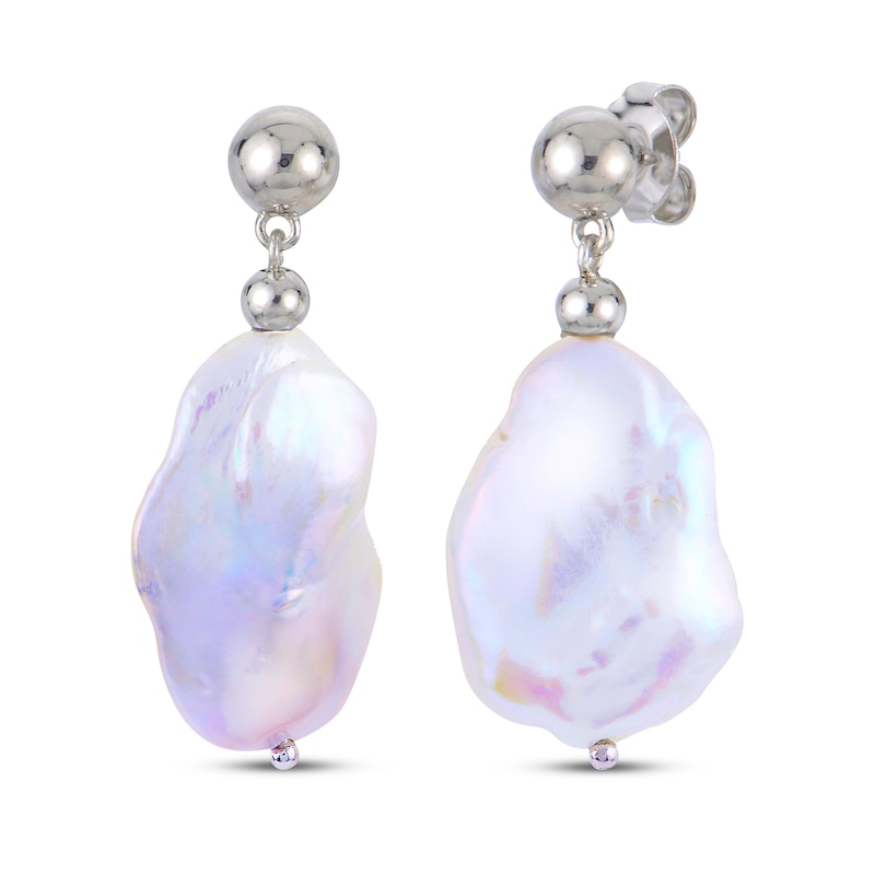 Main Image 1 of Baroque Cultured Pearl Drop Earrings Sterling Silver