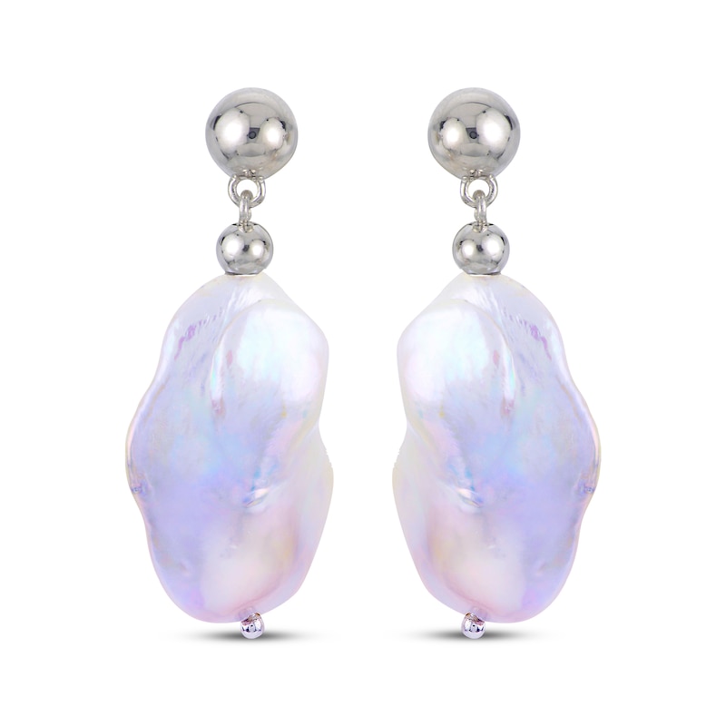 Main Image 2 of Baroque Cultured Pearl Drop Earrings Sterling Silver