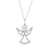 Thumbnail Image 0 of Cultured Pearl & Diamond Accent Angel Necklace Sterling Silver & 10K Yellow Gold 18"