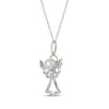 Thumbnail Image 1 of Cultured Pearl & Diamond Accent Angel Necklace Sterling Silver & 10K Yellow Gold 18"