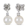 Thumbnail Image 1 of Cultured Pearl & White Lab-Created Sapphire Flower Dangle Earrings Sterling Silver