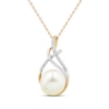 Thumbnail Image 0 of Cultured Pearl & Diamond Swirl Necklace 1/10 ct tw 10K Yellow Gold 18"