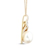 Thumbnail Image 1 of Cultured Pearl & Diamond Swirl Necklace 1/10 ct tw 10K Yellow Gold 18"