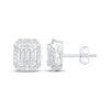 Thumbnail Image 1 of Baguette & Round-Cut Multi-Diamond Octagon Halo Stud Earrings 1/2 ct tw 10K White Gold