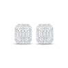 Thumbnail Image 2 of Baguette & Round-Cut Multi-Diamond Octagon Halo Stud Earrings 1/2 ct tw 10K White Gold