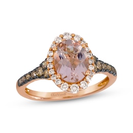 Le Vian Oval-Cut Morganite Halo Ring 3/8 ct tw Diamonds 14K Strawberry Gold