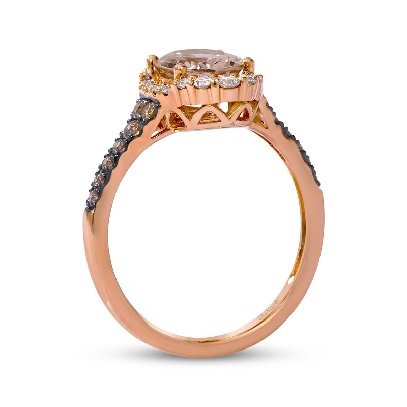 Main Image 3 of Le Vian Oval-Cut Morganite Halo Ring 3/8 ct tw Diamonds 14K Strawberry Gold