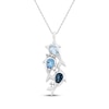 Thumbnail Image 1 of Pear-Shaped Blue Topaz & White Lab-Created Sapphire Dolphin Trio Necklace Sterling Silver 18&quot;