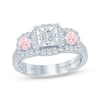 Thumbnail Image 0 of Monique Lhuillier Bliss Princess-Cut White & Peach-Pink Lab-Grown Diamond Engagement Ring 2-1/8 ct tw 18K White Gold