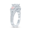 Thumbnail Image 2 of Monique Lhuillier Bliss Princess-Cut White & Peach-Pink Lab-Grown Diamond Engagement Ring 2-1/8 ct tw 18K White Gold