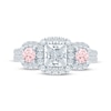 Thumbnail Image 3 of Monique Lhuillier Bliss Princess-Cut White & Peach-Pink Lab-Grown Diamond Engagement Ring 2-1/8 ct tw 18K White Gold