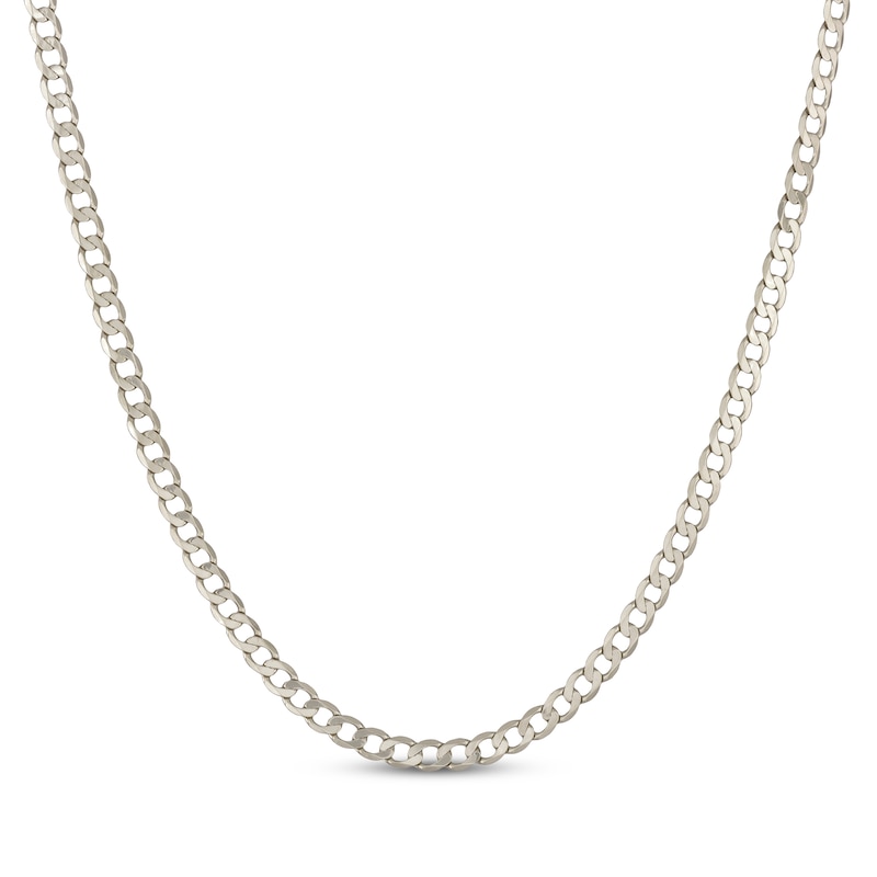 Main Image 1 of Solid Diamond-Cut Flat Curb Chain Necklace 5mm 14K White Gold 22&quot;