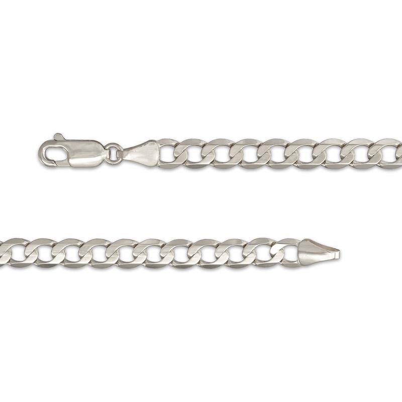 Main Image 2 of Solid Diamond-Cut Flat Curb Chain Necklace 5mm 14K White Gold 22&quot;