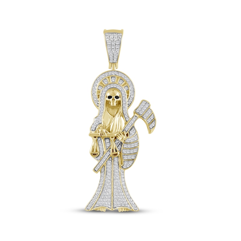 Main Image 1 of Men's Diamond Santa Muerte Charm 1/2 ct tw 10K Yellow Gold