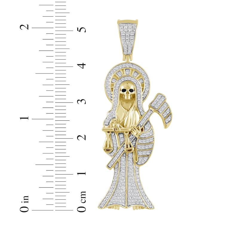 Main Image 3 of Men's Diamond Santa Muerte Charm 1/2 ct tw 10K Yellow Gold