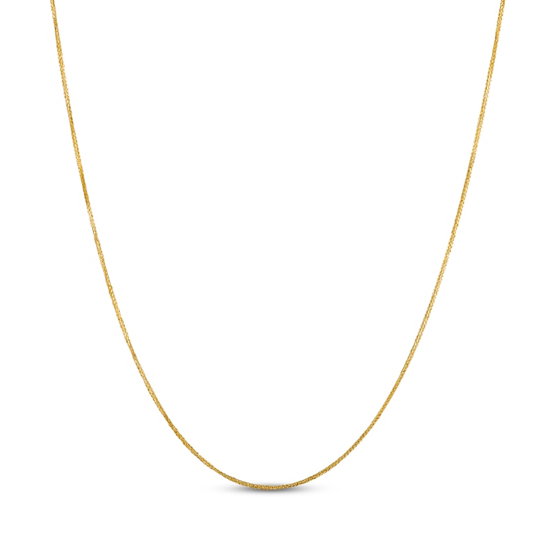 Main Image 1 of Solid Diamond-Cut Adjustable Wheat Chain Necklace 0.85mm 14K Yellow Gold 22&quot;