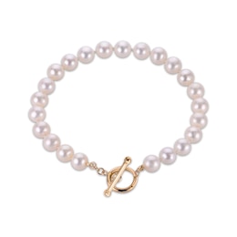 Freshwater Cultured Pearl Strand Bracelet 10K Yellow Gold 7.5&quot;