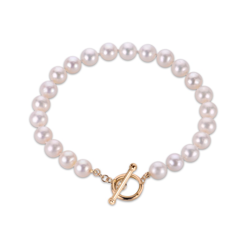 Main Image 1 of Freshwater Cultured Pearl Strand Bracelet 10K Yellow Gold 7.5&quot;