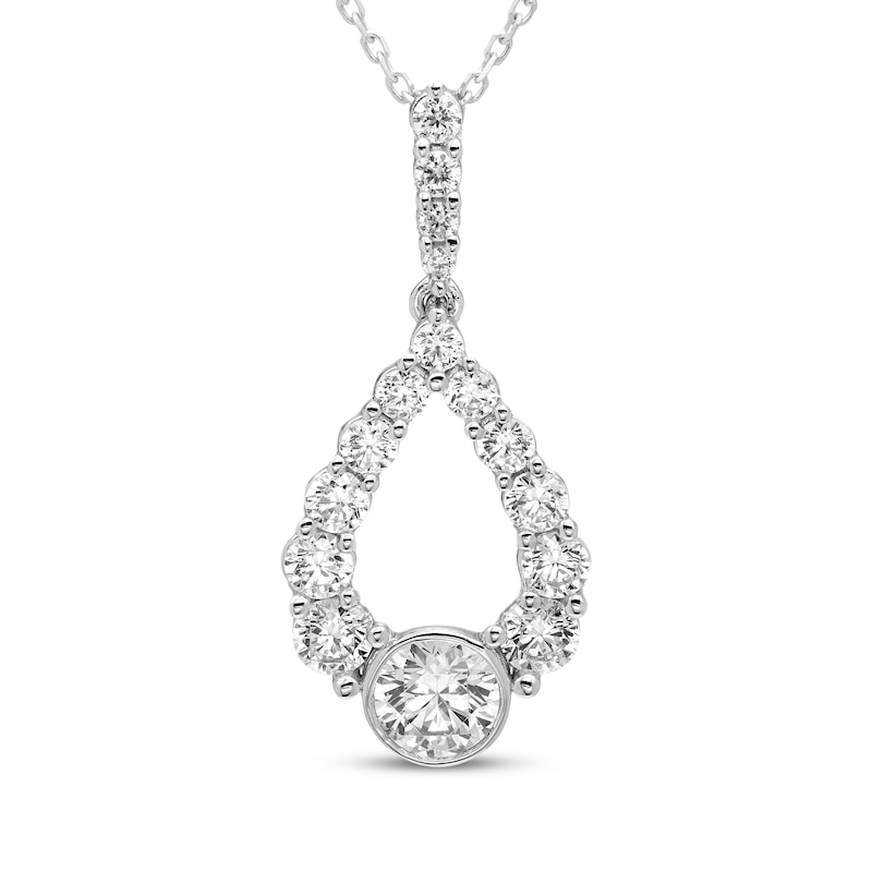 Milestones Diamond Teardrop Dangle Necklace 2 ct tw 10K White Gold 18"