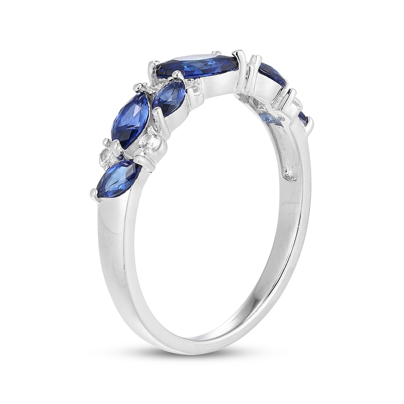 Main Image 2 of Marquise-Cut Blue Lab-Created Sapphire & White Lab-Created Sapphire Scatter Ring Sterling Silver