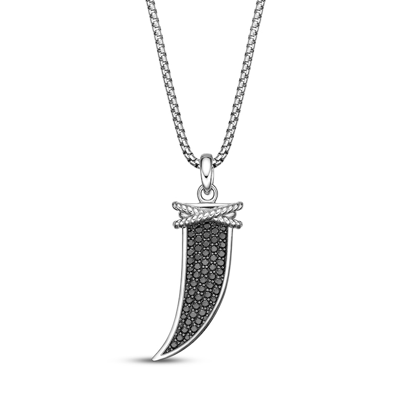 Main Image 1 of Men's Black Diamond Horn Necklace 1/2 ct tw Sterling Silver 24&quot;