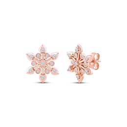 Diamond Snowflake Stud Earrings 1/4 ct tw 10K Rose Gold