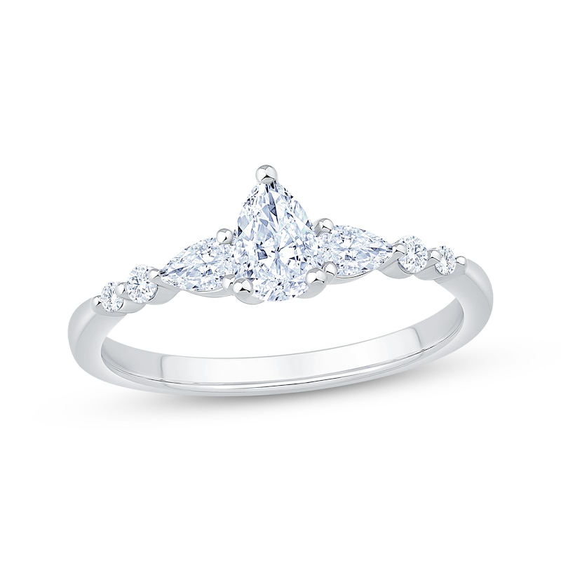 Main Image 1 of Lab-Grown Diamonds by KAY Pear-Shaped Three-Stone Engagement Ring 5/8 ct tw 14K White Gold