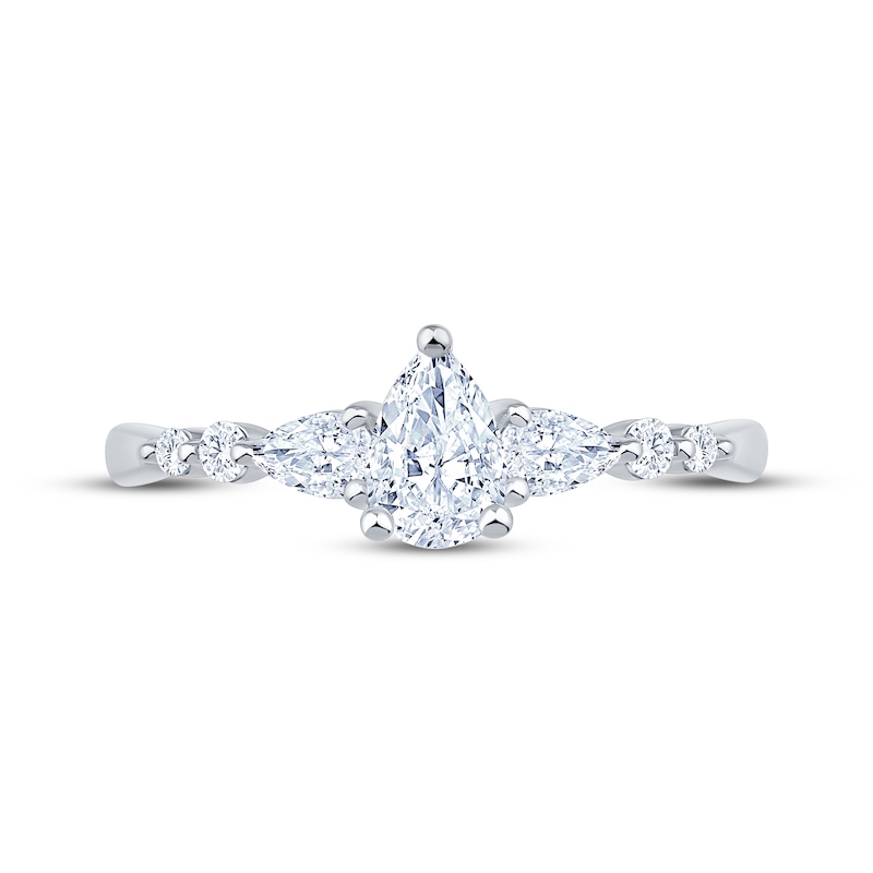 Main Image 3 of Lab-Grown Diamonds by KAY Pear-Shaped Three-Stone Engagement Ring 5/8 ct tw 14K White Gold