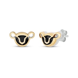 Disney Treasures The Lion King &quot;Simba&quot; Black Onyx Stud Earring Sterling Silver & 10K Yellow Gold