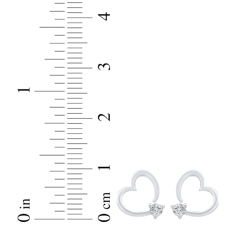 Main Image 5 of Diamond Solitaire Heart Stud Earrings 1/10 ct tw 10K White Gold (I/I2)