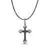 Thumbnail Image 1 of Ink & Ice Men's Black Diamond Cross Necklace 1/15 ct tw Black Rhodium-Plated Sterling Silver 22&quot;