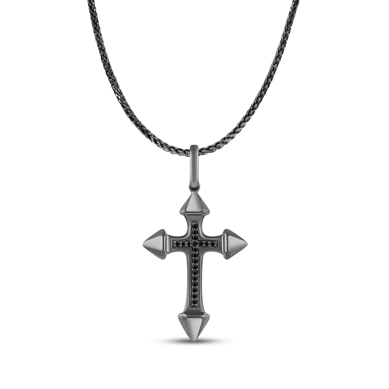 Main Image 1 of Ink & Ice Men's Black Diamond Cross Necklace 1/15 ct tw Black Rhodium-Plated Sterling Silver 22&quot;